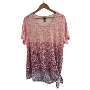 Chico's Size 3 = XL/16 Supremely Soft Stamped‎ Ombre Side-Tie Knit Top Shirt